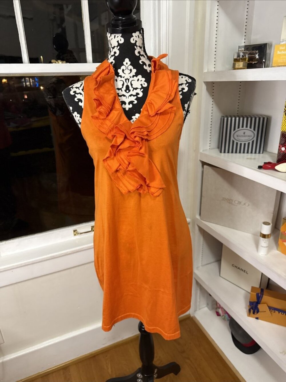 Lauren Ralph Lauren Women's Orange Dress Sleeveless Ruffled Size S